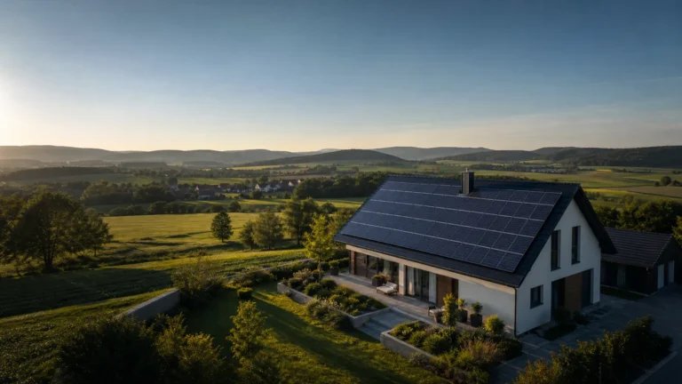 Photovoltaikanlage auf einem modernen Wohnhaus in Franken